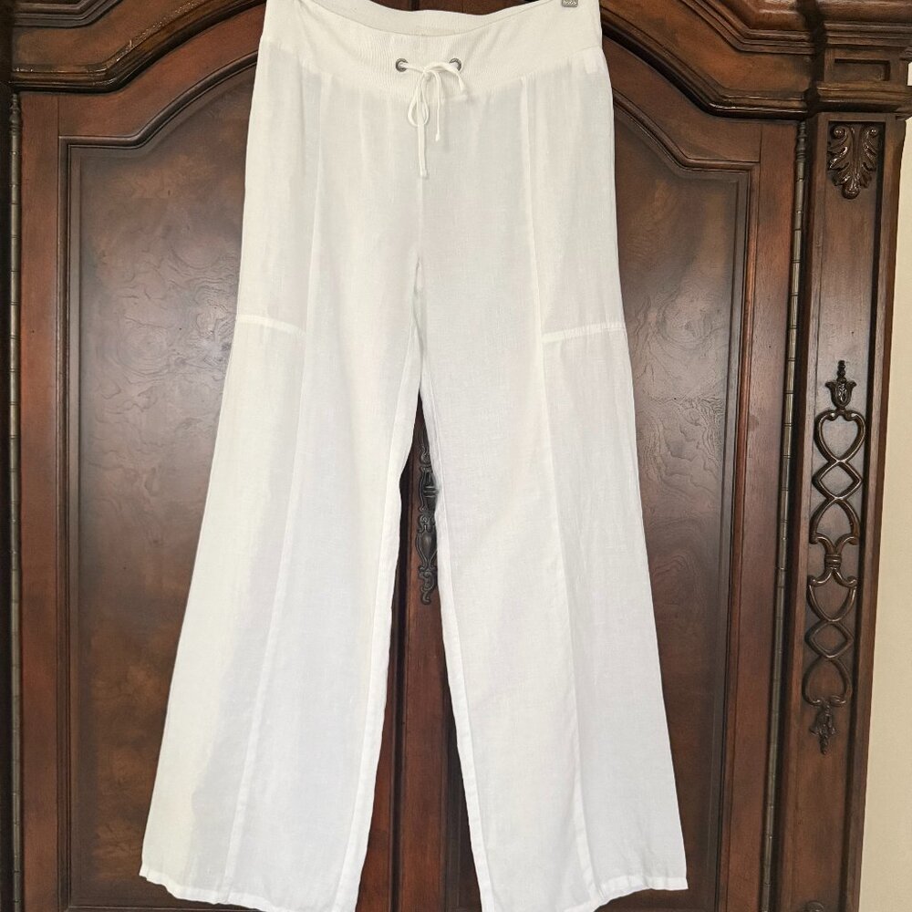 Eileen Fisher Organic Cotton Wide Leg Trousers - White -XS